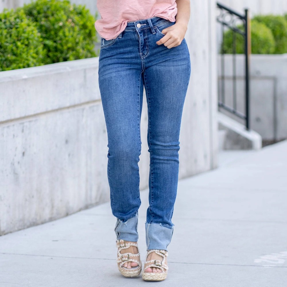 Lovervet‎ Vervet Overheard Mid Rise Cuffed Slim Straight jeans Sz 24 0 long tall